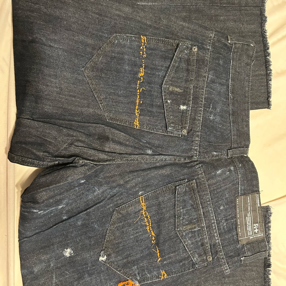 Rocawear Men's Dark Blue Jeans with Orange Accents
